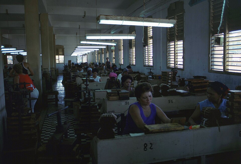In a Cuban cigar factory, Santiago de Cuba 1990